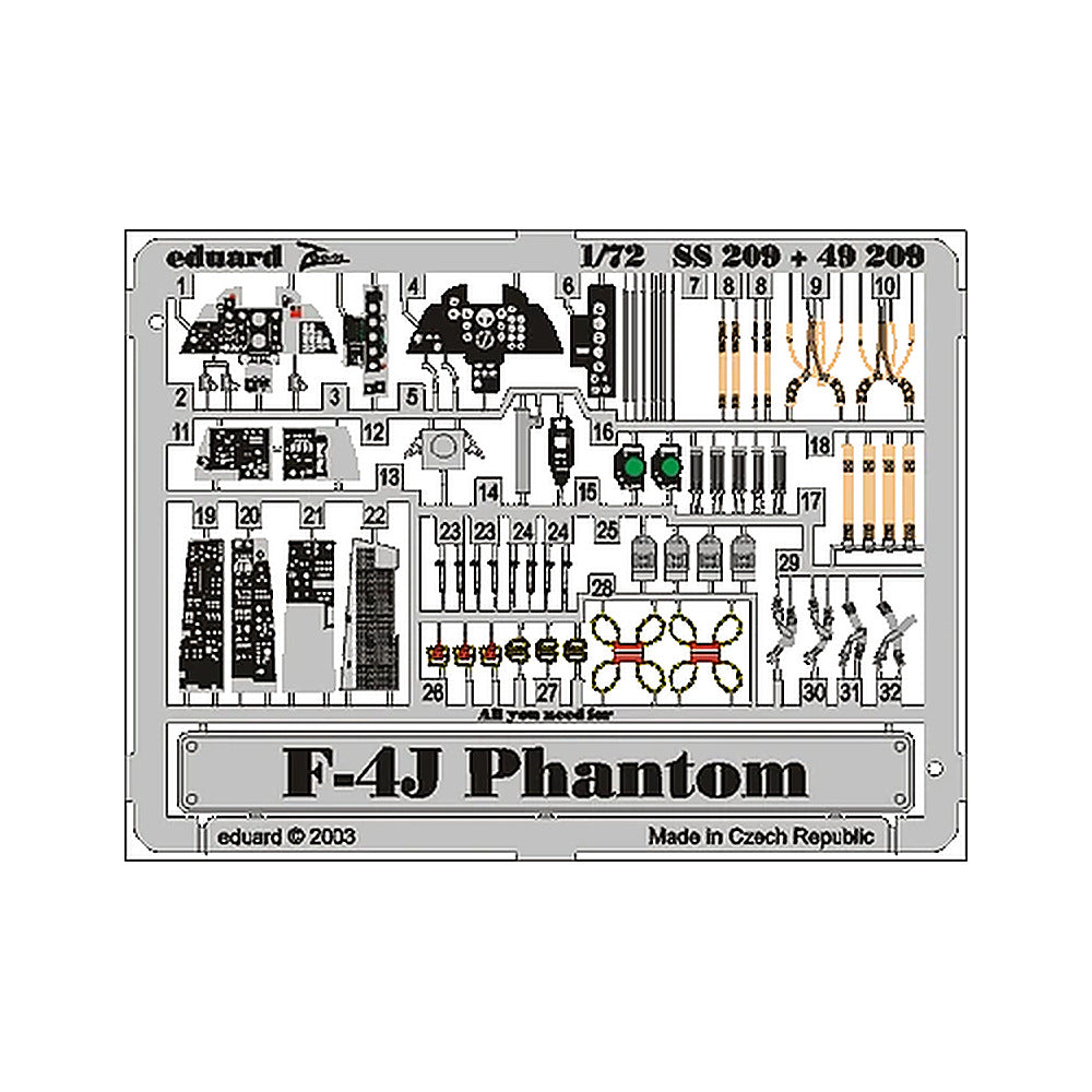 eduard ss209 1 72 f 4j phantom photo etch interior detail set