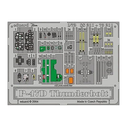 eduard ss211 1 72 p 47d 30 thunderbolt photo etch interior detail set