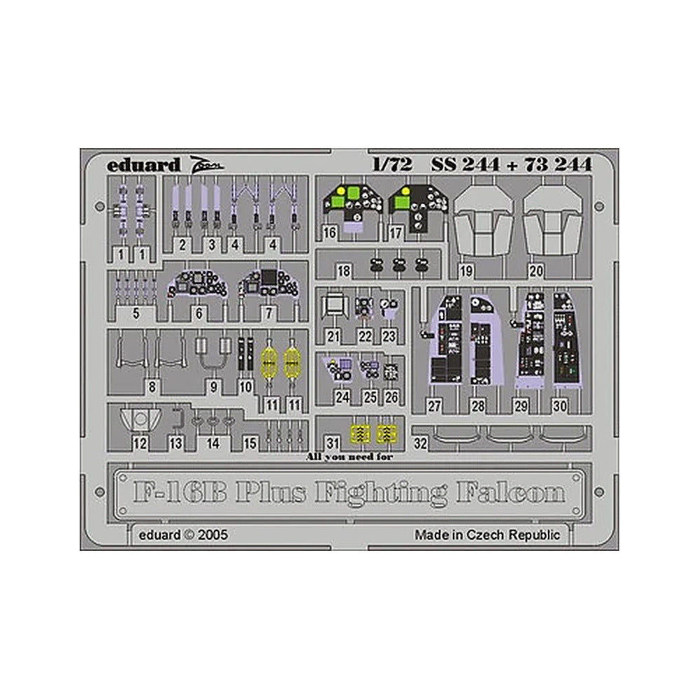 eduard ss244 1 72 f 16b plus fighting falcon detail set