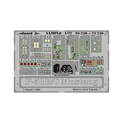 eduard ss250 1 72 p 51b c mustang detail set