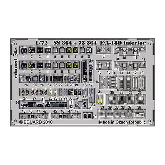 eduard ss364 1 72 f a 18d interior zoom set for academy