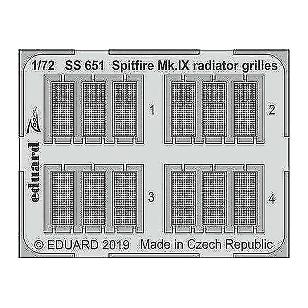 eduard ss651 1 72 spitfire mk ix radiator grilles for eduard