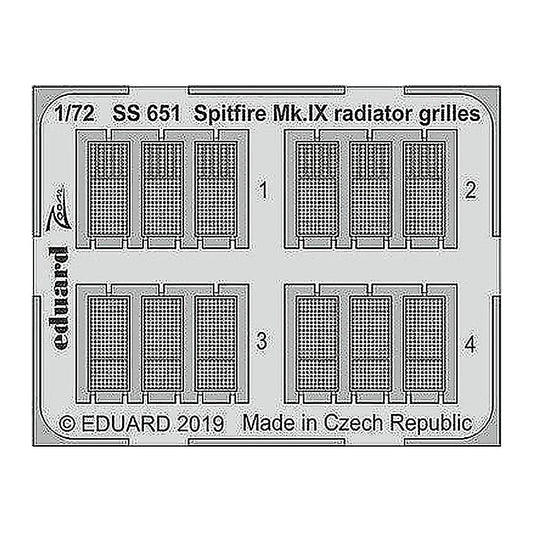 eduard ss651 1 72 spitfire mk ix radiator grilles for eduard