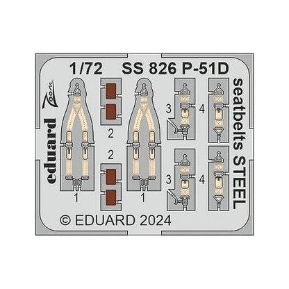 eduard ss826 1 72 p 51d seatbelts steel for eduard