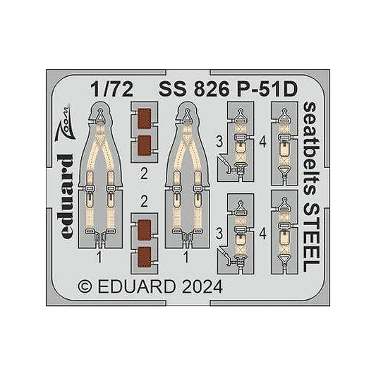 eduard ss826 1 72 p 51d seatbelts steel for eduard