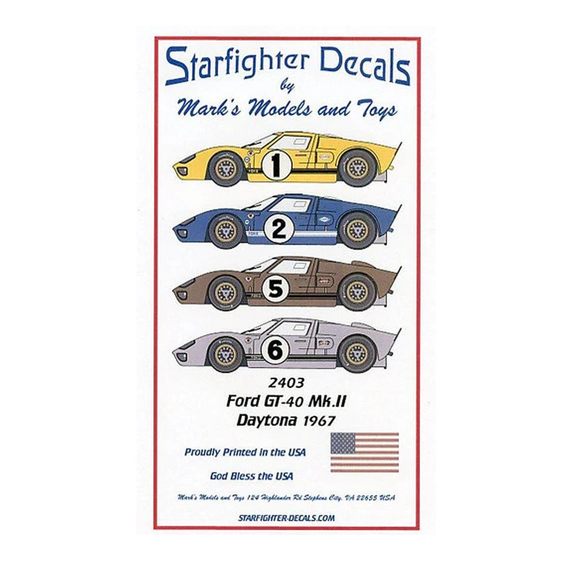 starfighter decals 2403 1 24 ford gt40 mkii 1967 daytona