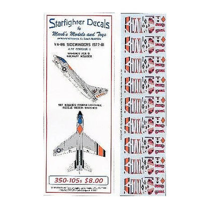 starfighter decals 350105s 1 350 a7e corsair ii va86 sidewinders