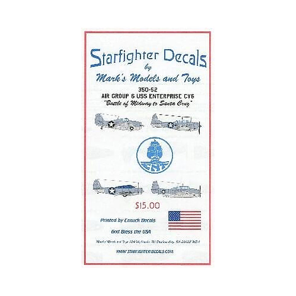 starfighter decals 35052s 1 350 air group 6 uss enterprise cv6