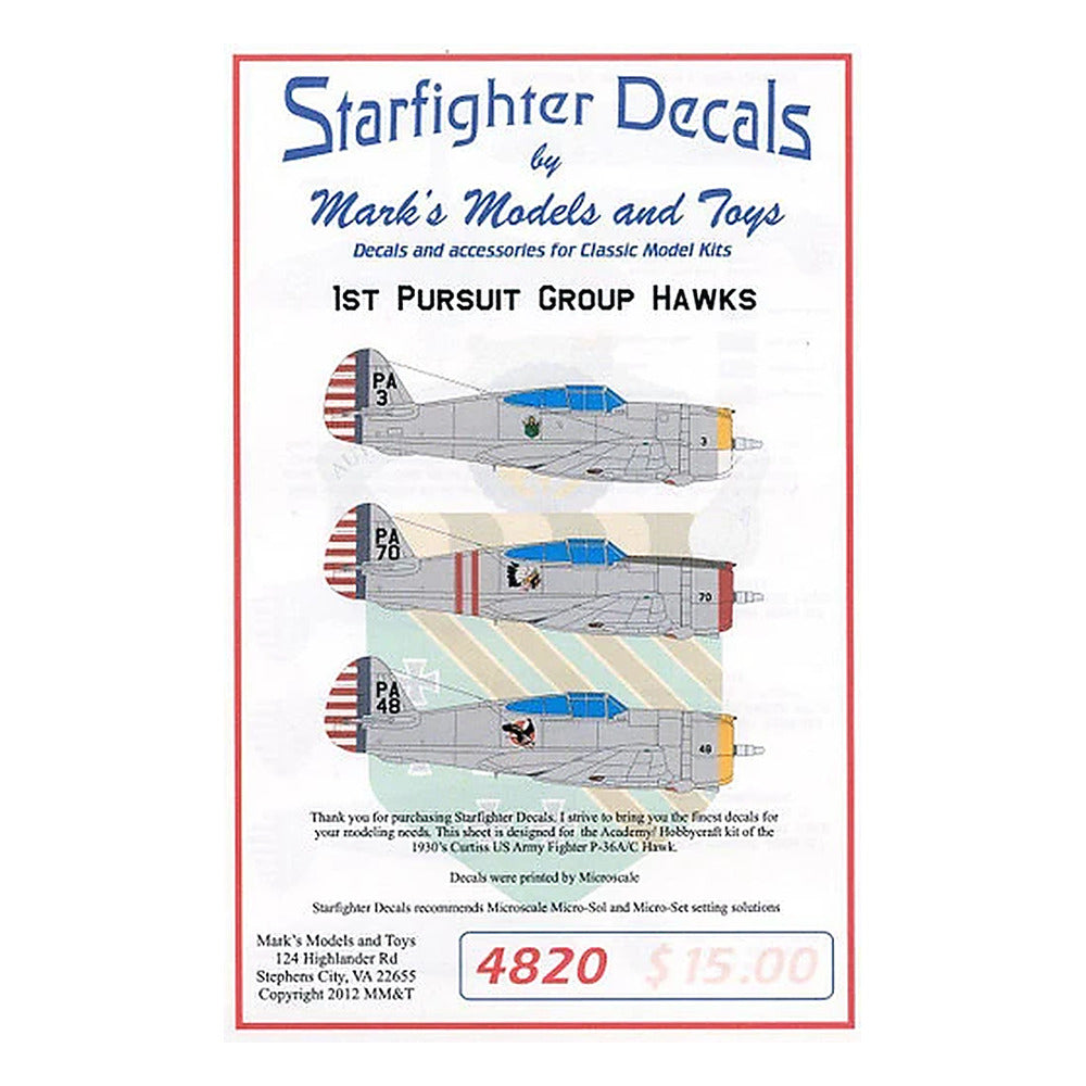 starfighter decals 4820 1 48 p 36 hawks part 2 1st pursuit group