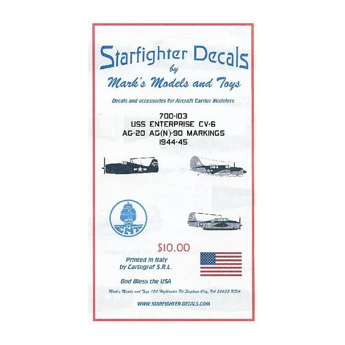 starfighter decals 700103 1 700 uss enterprise cv6 air group 20