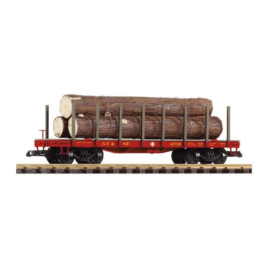 piko 38786 g scale sf flatcar with redwood log load