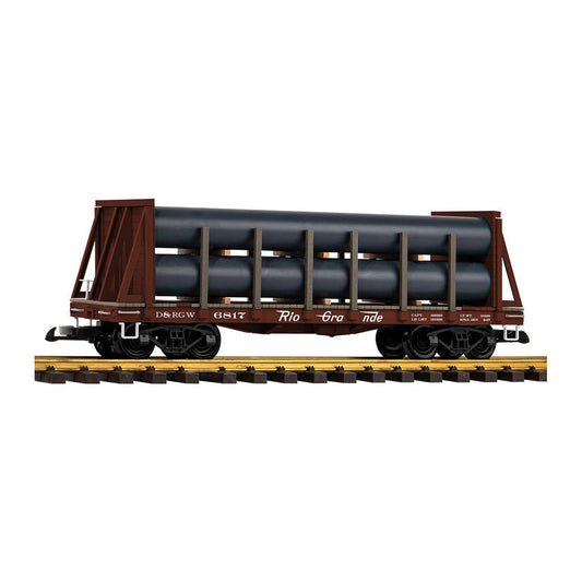 piko 38795 g scale d rgw bulkhead flatcar w pipe load