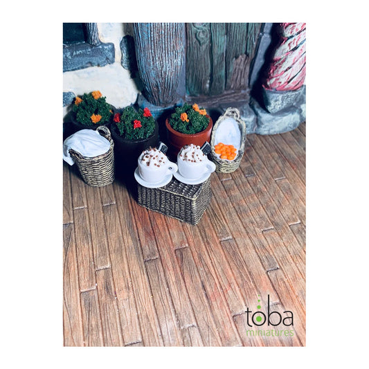 toba miniatures 1124 1 12 scale chocolate cookie lattes with saucers 2