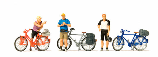 Preiser 10644 HO Scale Standing Cyclists in Sportswear Set 2