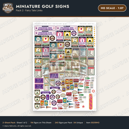 Alpine Railworks 30219HO HO Scale Miniature Golf Signs