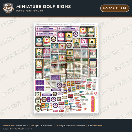 Alpine Railworks 30219HO HO Scale Miniature Golf Signs