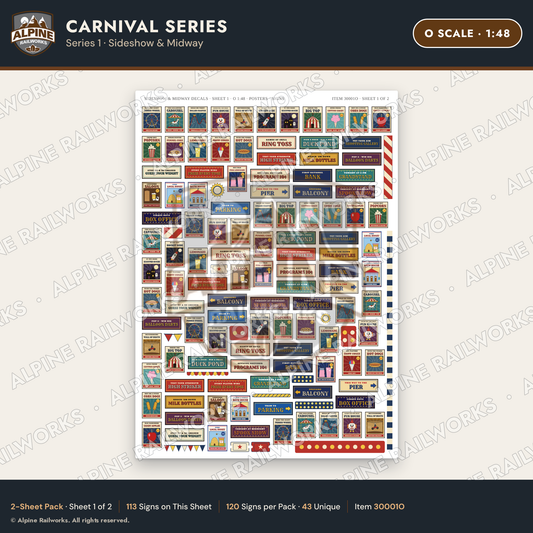 Alpine Railworks 30001O O Scale Carnival Signs - Sideshow & Midway
