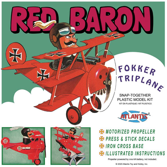 Atlantis Models 5903 Red Baron Fokker TriPlane 7.5" Tall, 7.25" Wingspan (Snap)