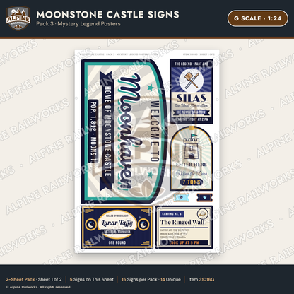 Alpine Railworks 31016G G Scale Roadside Signs - Stone Castle