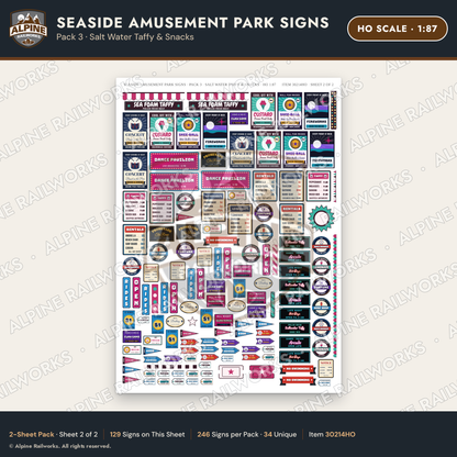 Alpine Railworks 30214HO HO Scale Seaside Amusement Park Signs
