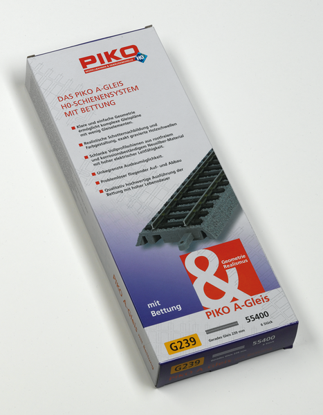 Piko 55400 HO Scale Roadbed Straight Track 239mm Box of 6