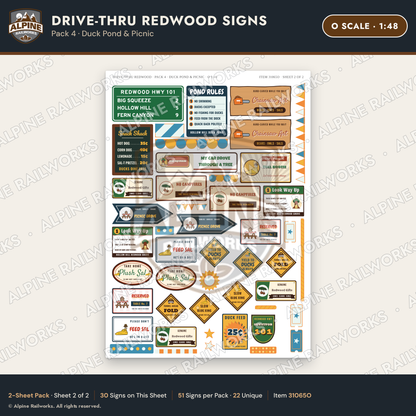 Alpine Railworks 31065O O Scale Roadside Signs - Drive-Thru Tree