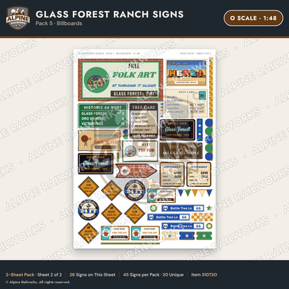 Alpine Railworks 31072O O Scale Roadside Signs - Bottle Tree Ranch