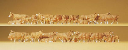 Preiser 14409 HO Scale Cows pkg(30) Brown & White