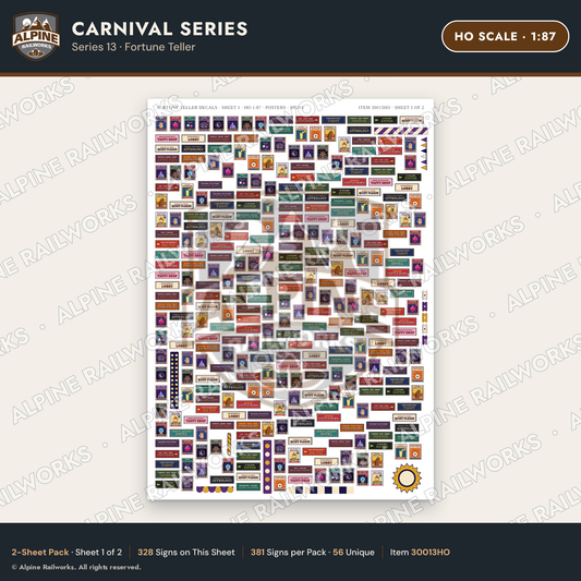 Alpine Railworks 30013HO HO Scale Carnival Signs - Fortune Teller