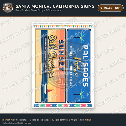 Alpine Railworks 31249G G Scale Santa Monica CA Signs - Shops