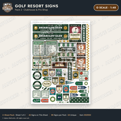 Alpine Railworks 30255O O Scale Golf Resort Signs - Clubhouse