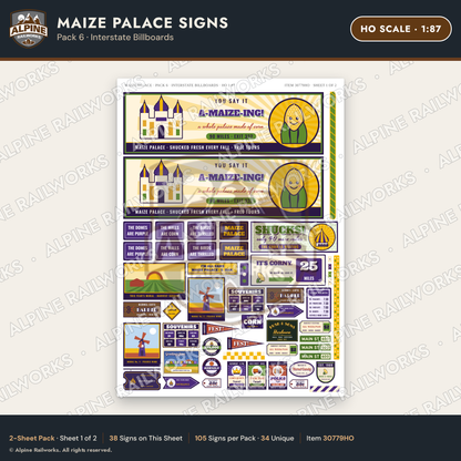 Alpine Railworks 30779HO HO Scale Roadside Signs - Corn Palace