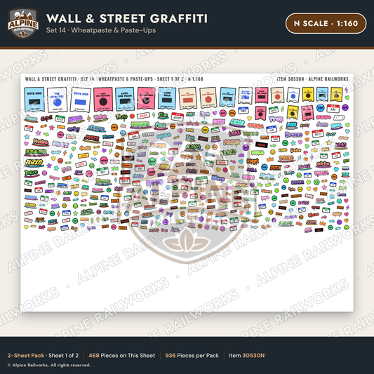 Alpine Railworks 30530N N Scale Wall & Street Graffiti Cut-Outs