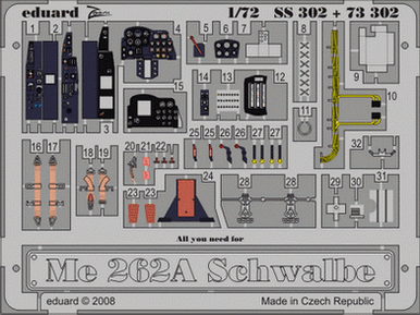 Eduard SS302 1/72 Me 262A Schwalbe for ACADEMY
