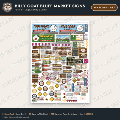 Alpine Railworks 30866HO HO Scale Roadside Signs - Goats on the Roof