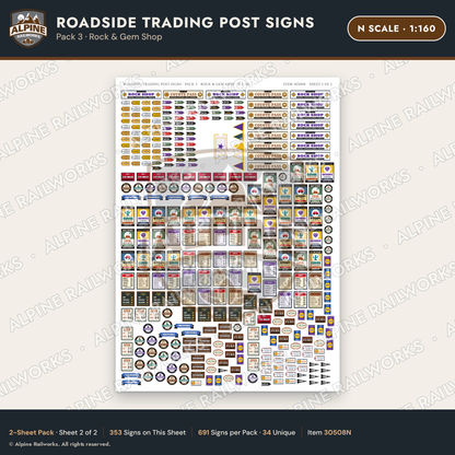 Alpine Railworks 30508N N Scale Roadside Trading Post Signs - Rock
