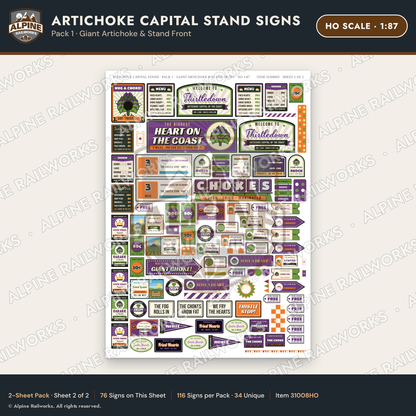 Alpine Railworks 31008HO HO Scale Roadside Signs - Giant Artichoke