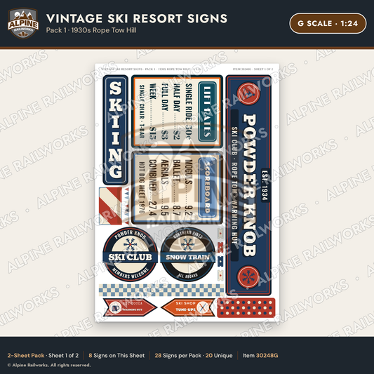 Alpine Railworks 30248G G Scale Vintage Ski Resort Signs
