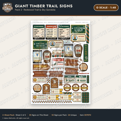 Alpine Railworks 30787O O Scale Roadside Signs - Lumberjack Redwoods