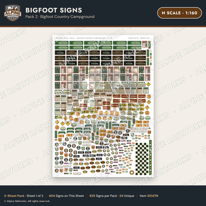 Alpine Railworks 30147N N Scale Bigfoot Signs