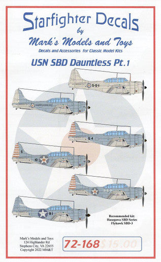 Starfighter Decals 72168 1/72 USN SBD Pt 1