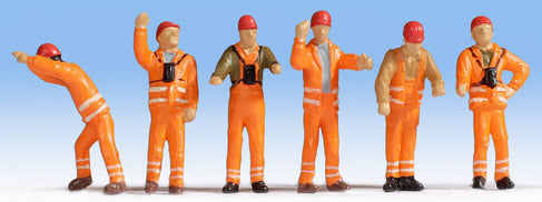 Noch 15275 HO Scale Railroad Switch Crew -- Orange Uniforms pkg(6)