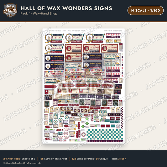Alpine Railworks 31155N N Scale Roadside Attraction Signs - Wax Museum