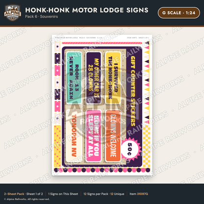 Alpine Railworks 31097G G Scale Roadside Signs - Clown Motel