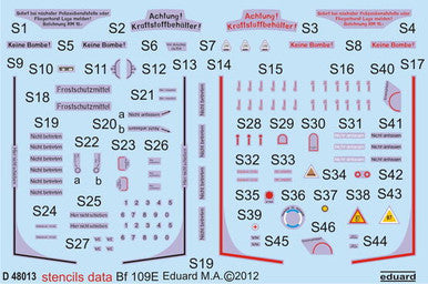 Eduard D48013 1/48 Decal Bf 109E Stencils