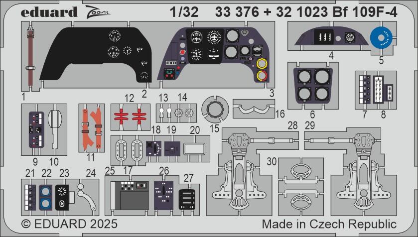 Eduard 33376 1/32 Aircraft- Bf109F4 for HSG & Hobby 2000 (Painted)