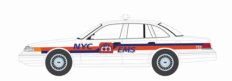 Greenlight 67060-C 1/64 Scale Nyc Ems - 2000 Ford Crown Victoria Responders