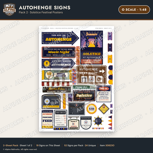 Alpine Railworks 30823O O Scale Roadside Attraction Signs - Car Henge