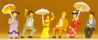 Preiser 12136 HO Scale 1900s Figures Passengers, Sitting On Platform