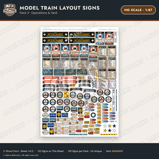 Alpine Railworks 30442HO HO Scale Model Train Layout Signs